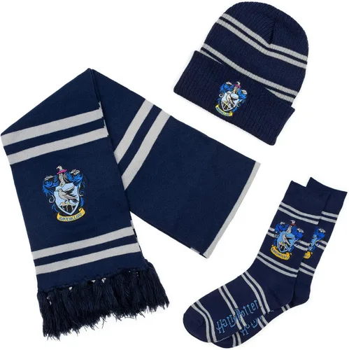 Culture Fly Harry Potter Bufanda Gorro Calcetines Juego de Regalo de Invierno de 3 Piezas de Tejido Premium