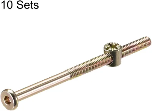 Miniatura 2 de uxcell M6 x 3.937 in muebles tornillos tuerca tuerca tornillo hexagonal con tuercas de barril Phillips ranurado cinc medio hilo 10