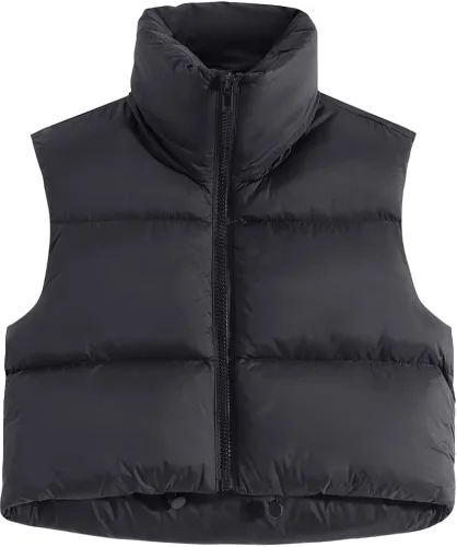 Miniatura 2 de Fuinloth Chaleco acolchado para mujer, cuello alto y ligero, con cremallera