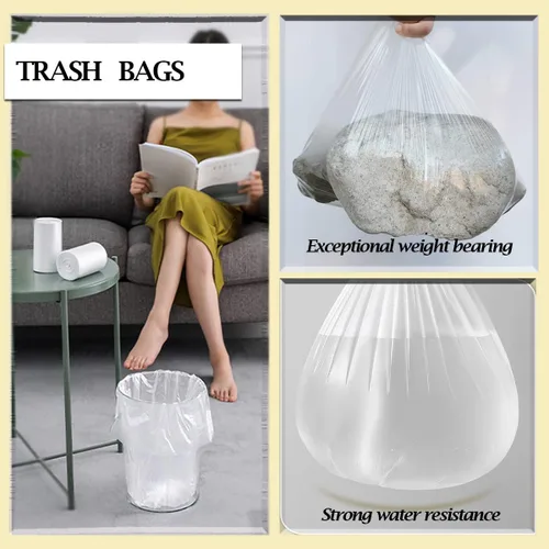Miniatura 3 de Bolsas de basura pequeñas de 4 galones, 110 unidades, bolsas de basura transparentes para baño, cocina, dormitorio, bolsas de basura de 5 galones