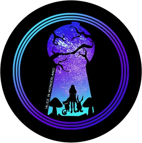 Miniatura 3 de Alicia en el país de las maravillas – Cheshire Cat – conejo blanco – PopSockets agarre y soporte para teléfonos y tabletas, Negro