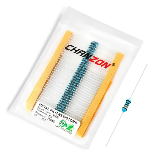 Miniatura 73 de Chanzon 100pcs 1/4W (0.25W) 62 Ohmios Resistencia fija de película metálica Ohmios 0.01 ±1% Tolerancia 62R MF Resistencias de orificio pasante