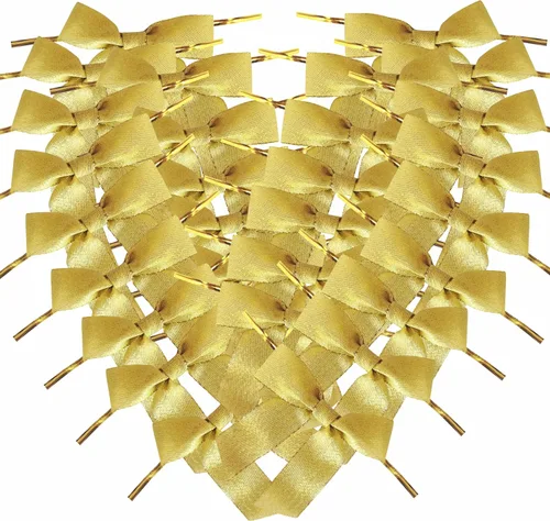 Miniatura 57 de 50 lazos de oro blanco de 3-1/2 pulgadas con lazos giratorios para envolver regalos, embalaje, decoración de Navidad (W.Gold)