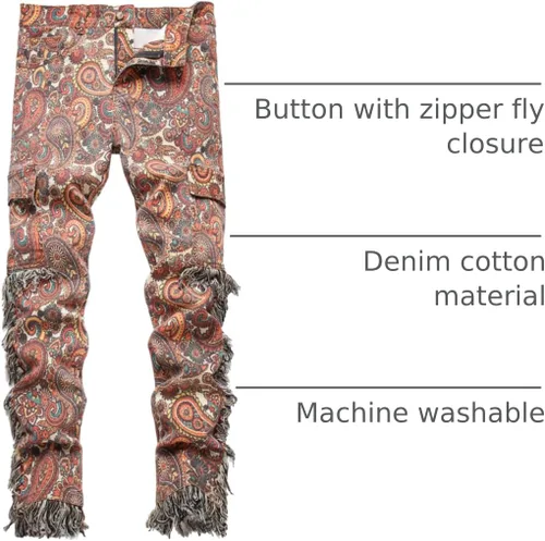 Miniatura 133 de Enrica Pantalones vaqueros estampados casuales para hombre