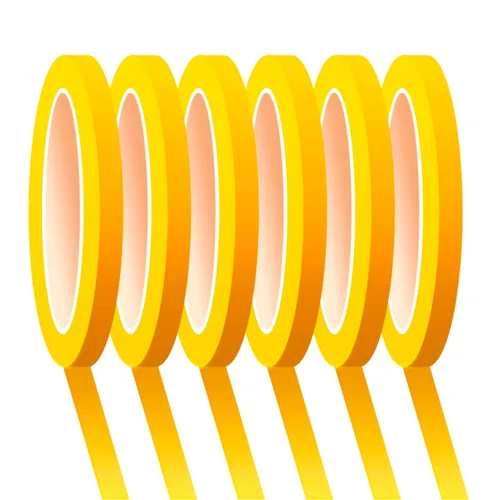 Miniatura 10 de 6 Rollos de Cinta de Línea Fina 1/16, 1/8, 1/5, 2/5, 1/2, 3/4 Pulgada x 50 Yardas Cinta de Enmascaramiento de Línea Fina Cinta Adhesiva para Pintura