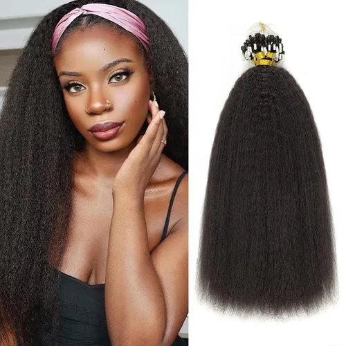 Miniatura 20 de Extensiones de cabello humano con micro anillo, lacio, rizado, color negro natural, largo microenlaces, extensiones de cabello humano para personas