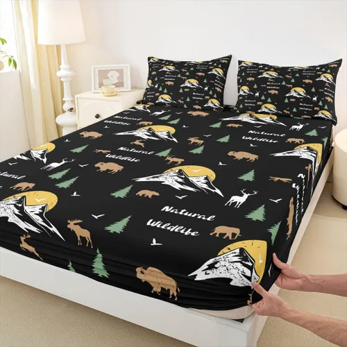 Miniatura 3 de Erosebridal Happy Camping - Juego de sábanas tamaño individual para niños, diseño de animales del bosque del bosque, para bebés, niños y niñas