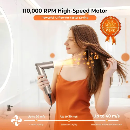 Miniatura 4 de Cepillo de secado de pelo profesional 5 en 1, rizadores de envoltura automática sin esfuerzo con motor de alta velocidad de 110,000 RPM, secado