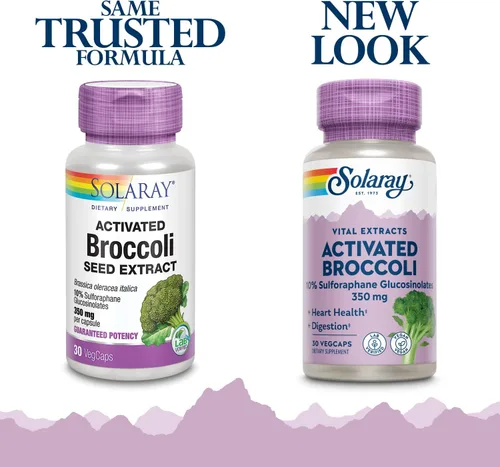 Miniatura 2 de SOLARAY Extracto de semilla de brócoli activado 350 mg, glucosinolatos de sulforafano al 10% para apoyo antioxidante, salud cardíaca y apoyo