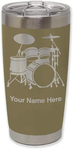 Miniatura 36 de LaserGram Vaso aislado al vacío de 20 onzas, juego de batería, grabado personalizado incluido (negro)