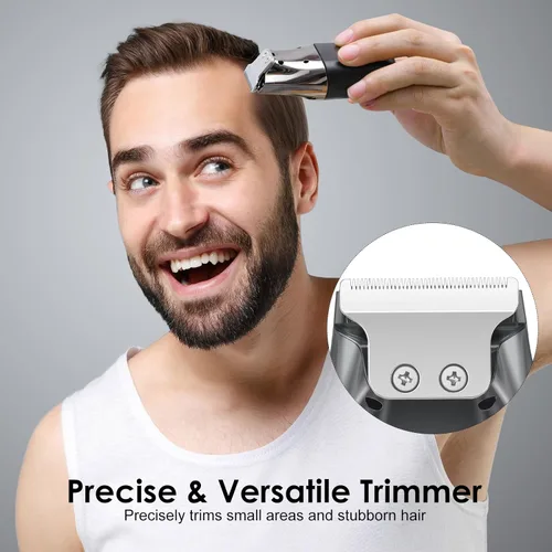 Miniatura 5 de Afeitadora y cortadora de pelo recargable 2 en 1 para hombre, recortadora de barba y patillas, 3 cuchillas flotantes, motor de alta velocidad
