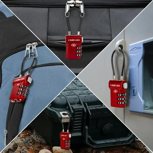 Miniatura 7 de SURE LOCK Cerraduras de equipaje aprobadas por la TSA, alerta abierta, diales de fácil lectura, cerraduras de equipaje de viaje para maleta