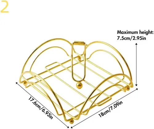 Miniatura 2 de Rustic Metal Napkin Holder Square Paper Organizer Kitchen Restaurant Tabletop(2 Gold)