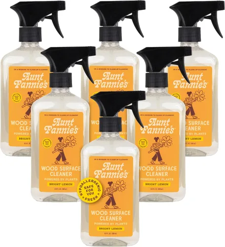 Aunt Fannie's Limpiador en aerosol de madera multiusos, fórmula sin cera, perfecto para mesas de madera, paredes, mostradores y estantes, 16.9