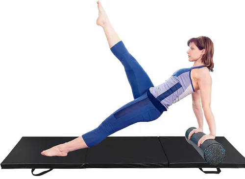 Miniatura 5 de Tapete plegable de tres pliegues para gimnasia, gimnasio, ejercicio aeróbico, tapete plegable con asas para MMA, estiramiento de fitness, yoga