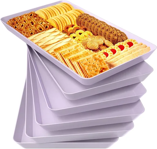 Miniatura 22 de WOWBOX 4 bandejas de servir para entretenimiento, platos para servir aperitivos, frutas, galletas, postres, bandejas de plástico reutilizables