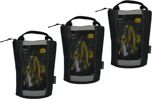Bolsa de herramientas con cremallera MELOTOUGH - Bolsa con cierre y ventana de malla con ojales para colgar (3, Gris)