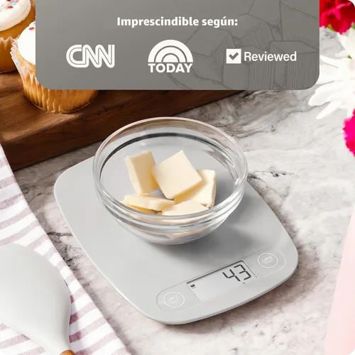 Miniatura 7 de Greater Goods Báscula de alimentos – Báscula digital de cocina, precisión de 1g (0.035 oz), tara fácil y conversión rápida, diseño compacto delgado