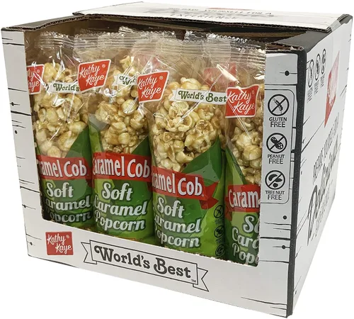 Caramel Cob Soft Caramel Popcorn – 16 barras envueltas individualmente de 2.5 onzas – Sin gluten, sin maní ni nueces de árbol – Apto para microondas