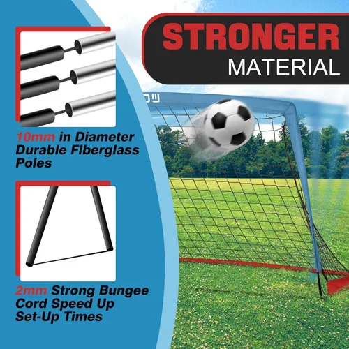 Miniatura 4 de Portería de fútbol infantil de 6 x 4 pies con bolsa de transporte, red de fútbol plegable portátil para entrenamiento de práctica en el patio Azul