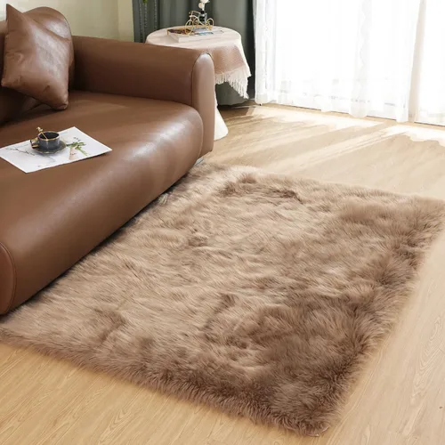Miniatura 47 de Latepis - Tapete rectangular de piel sintética tipo lana de oveja suave, esponjosa y lavable para sala de estar, dormitorio, sala de juegos o Blanco