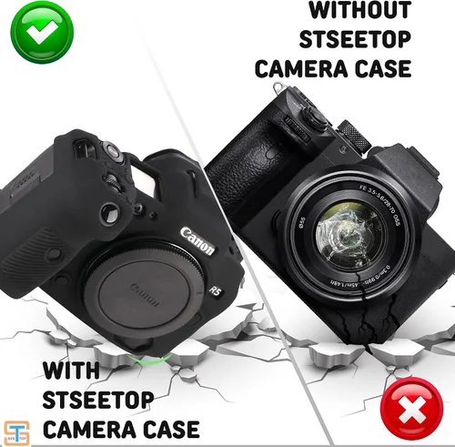 Miniatura 6 de Funda para cámara Canon R5 - Funda protectora de silicona para cámara réflex digital, jaula desmontable, a prueba de golpes, a prueba de polvo