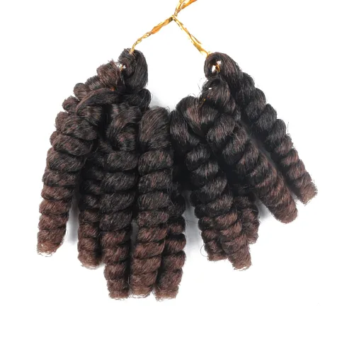 Miniatura 18 de Saniay - 3 paquetes de trenzas de ganchillo cortas trenzadas de ganchillo con espiral, rizos con espiral jamaicana, 20 mechones por paquete