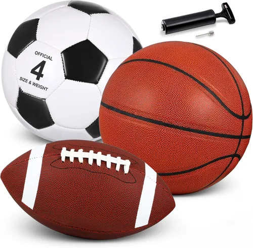 Miniatura 10 de Libima Juego de 3 pelotas deportivas para niños y adolescentes, incluye tamaño oficial, baloncesto, fútbol, fútbol con bomba y bolsa de transporte