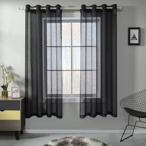 RainCity - Cortinas de lino sintético, 2 paneles de 45 pulgadas de largo x 52 de ancho, con ojales, ideal para la sala o habitaciones infantiles,
