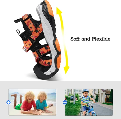 Miniatura 44 de JMFCHI Sandalias deportivas de verano para niños y niñas, sandalias de punta cerrada para exteriores, zapatos atléticos para agua, sandalias