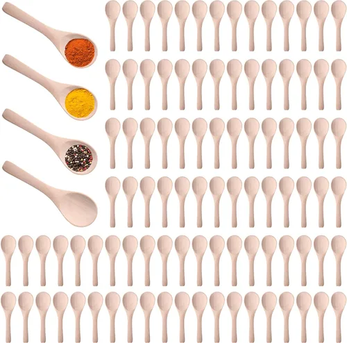 Miniatura 18 de Boao 50 Pzas Cucharas Pequeñas de Madera, 3.5'' L, Mini Cucharas Pequeñas de Madera Natural Cucharaditas Pequeñas para Frascos Azúcar Cremera Miel