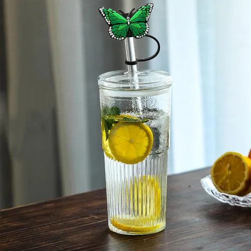 Miniatura 4 de 9 fundas de pajilla, reutilizables, a prueba de polvo, para vasos, de silicona, a prueba de salpicaduras, cubiertas de pajitas portátiles