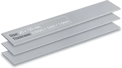 Aairhut Paquete de 3 almohadillas térmicas de 13 W/m.K, 4.724 x 0.787 in x [0.020 in + 0.039 in + 0.059 in] Almohadillas de enfriamiento de silicona