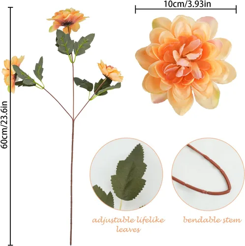 Miniatura 4 de 6 flores artificiales de otoño, 18 cabezas de seda, flores falsas de crisantemo naranja para el hogar, chimenea, mesa, centros de mesa, arreglos