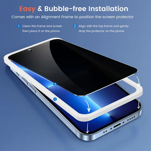 Miniatura 6 de Fotbor Protector de pantalla de privacidad para iPhone 13 Pro con protector de lente de cámara [2 + 2 unidades], con kit de fácil instalación