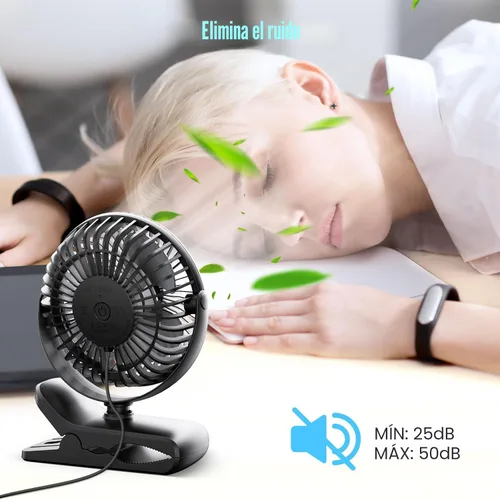 Miniatura 4 de HONYIN Escritorio pequeño de rotación de 720° y ventilador de clip con abrazadera resistente, 3 velocidades, silencioso ventilador de refrigeración