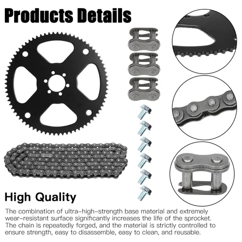 Miniatura 5 de YOXUFA Piñón de 75 dientes con 35 cadenas de transmisión 140 eslabones de repuesto para mini bicicleta Coleman CT100U CC100X Baja Doodle Bug DB30