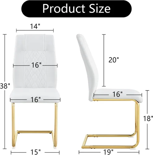 Miniatura 3 de cinkehome Juego de 4 sillas de comedor modernas de color negro con patas de metal plateado, silla lateral tapizada sin brazos con respaldo alto