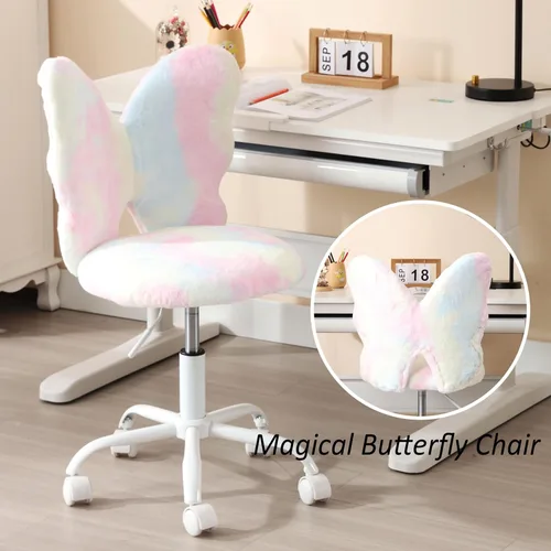 Miniatura 5 de Sillas de escritorio con diseño de mariposa para niños, sillas de estudio para niñas estudiantes, sillas ajustables para computadora, silla