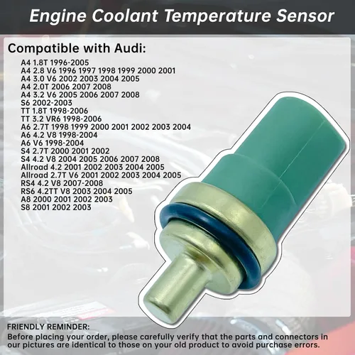 Miniatura 2 de Sensor de temperatura del refrigerante compatible con Vw Passat Beetle Golf Jetta Cabrio A4 S6 TT A6 S4 RS4 RS6 A8 S8 1998 1999 2000 2001 2002 2003