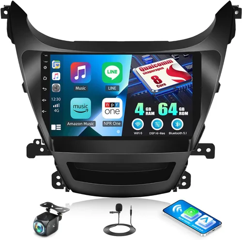 Miniatura 11 de Estéreo de coche Android 2+64G para Hyundai Elantra 2011 2012 2013 Carplay inalámbrico Android Auto 9 pulgadas pantalla táctil Bluetooth GPS WiFi