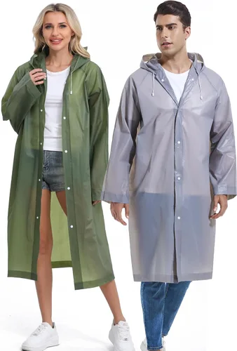 Miniatura 49 de 2 abrigos de lluvia de Borogo para adultos, chaquetas de lluvia reutilizables para hombres y mujeres