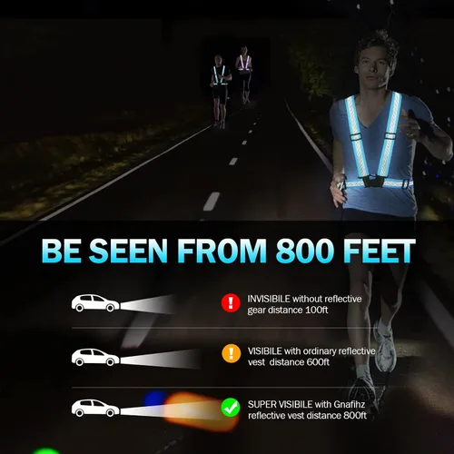 Miniatura 5 de Chaleco reflectante para correr, correas reflectantes, chaleco de seguridad de alta visibilidad para correr de noche, ciclismo, motocicleta, chaleco