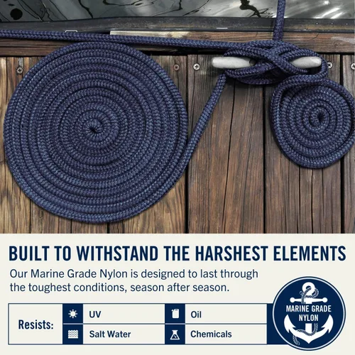 Miniatura 26 de RainierSupplyCo - Paquete de 2 cuerdas de barco para acoplamiento con bucle, cuerda marina de nailon doble trenzada de alta calidad de 15 pies x 1/2