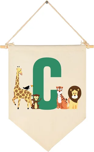Miniatura 15 de Bandera personalizada de animales del bosque, regalos para bebé, niño, niña, recién nacido, banderín de safari de selva, letrero de pared, regalos