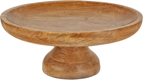 Mela Artisans - Soporte para pasteles de madera de mango de 12 pulgadas de alto con pedestal de madera, elevador de acabado clásico diseñado para