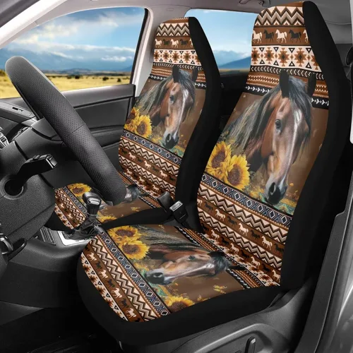 Miniatura 19 de Bulopur Art Horse - Juego de 2 fundas universales para asientos delanteros de automóvil, protectores enteros adecuados para la mayoría