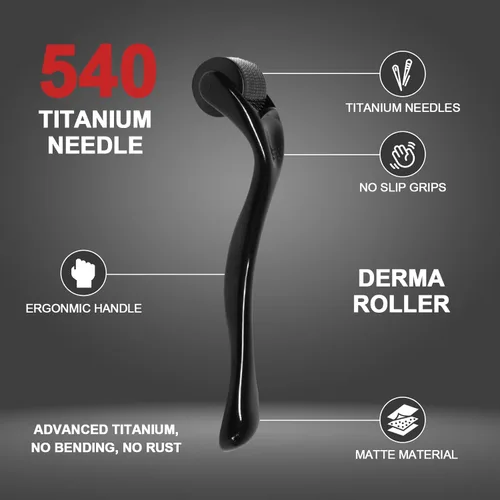 Miniatura 2 de Rodillo Derma de titanio 540, rodillo de microagujas para hombres y mujeres, rodillo de microagujas para uso doméstico, rodillo de microagujas
