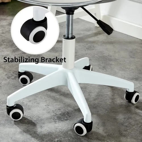 Miniatura 6 de Silla de escritorio transparente con cojín suave de piel sintética, silla de oficina en casa con ruedas, silla de plástico giratoria sin brazos