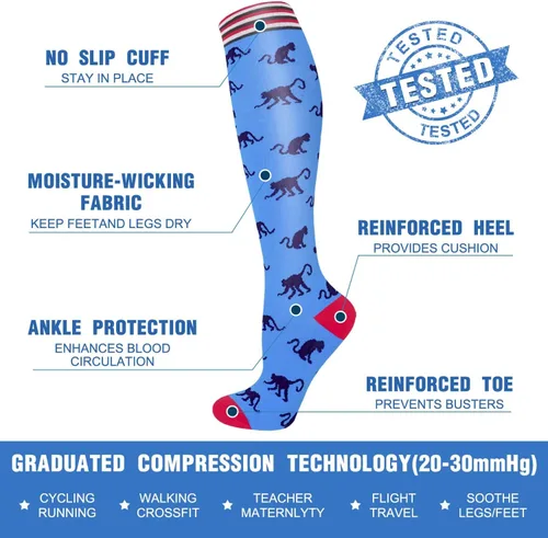 Miniatura 5 de CTHH 57 pares de calcetines de compresión para la circulación de mujeres y hombres, el mejor apoyo para correr, atletismo, enfermería, viajes